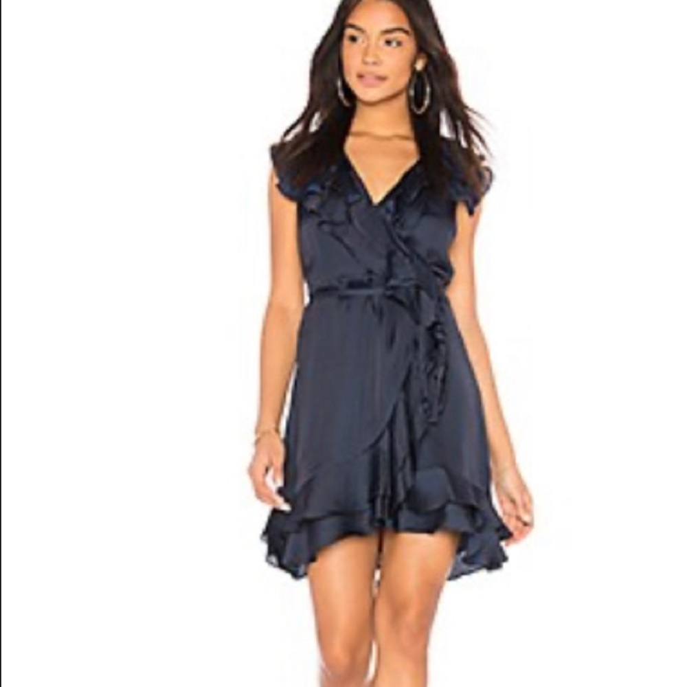 Navy Bardot Ruffle Mini Dress size 4